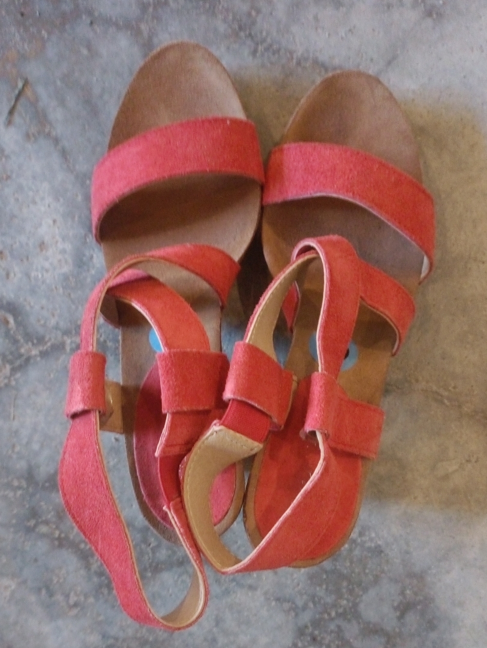 Women's Red Suede Open-Toe Slingback Sandals
